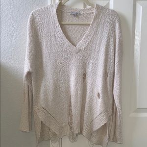 Papaya Distressed Knit Sweater